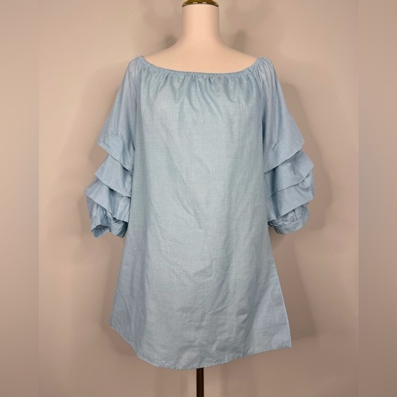 Style Envy 100% Cotton Tiered Sleeve Off Shoulder Shift Dress Size Medium - Picture 1 of 6